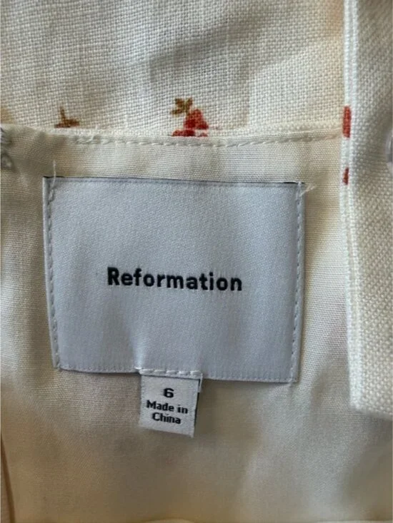 NEW Reformation Birdie Linen Sleeveless Midi Dress Lovie White Floral US 6 UK 10 - Picture 9 of 16